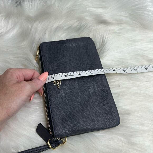 Coach Double Zip Pebbled Leather Corner Zip Wristlet - Picture 9 of 9